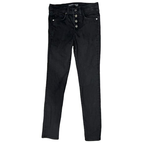 Veronica Beard Black Raven High Rise Button Fly Skinny Jeans Size 26 Denim - Picture 1 of 10